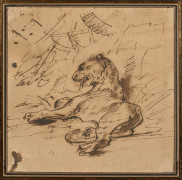 Antoine-Jean Gros, baron Gros Paris, 1771 - Meudon, 1835 Lion au repos couché Plume et encre brune, lavis brun