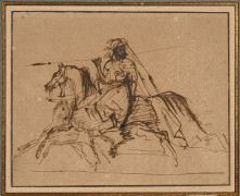 Antoine-Jean Gros, baron Gros Paris, 1771 - Meudon, 1835 Seigneur turc à cheval Plume et encre brune et touches de gouache blanche,...