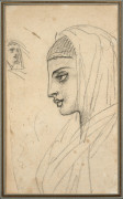 Antoine-Jean Gros, baron Gros Paris, 1771 - Meudon, 1835 Jeune Egyptienne de profil, un croquis de tête en haut à gauche, études pou...