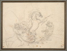 Antoine-Jean Gros, baron Gros Paris, 1771 - Meudon, 1835 Combat d'ours et de chevaux Crayon noir et trace de sanguine