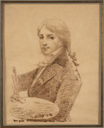 Jean-Baptiste Delestre Lyon, 1800 - Paris, 1871 Autoportrait de l'artiste à 36 ans, d'après Antoine-Jean Gros Plume et encre brune s...