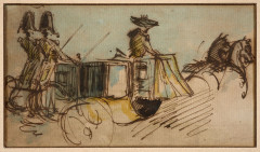 Constantin Guys Flessingue, 1802 - Paris, 1892 Voiture de gala à Londres Plume et encre brune, aquarelle