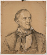 Auguste Couder Paris, 1790 - 1873 Portrait de Jean-Baptiste Delestre en buste Crayon noir et craie blanche, estompe, sur papier beig...