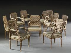 SUITE DE DIX FAUTEUILS DE STYLE LOUIS XVI Attribué à la Maison Jansen