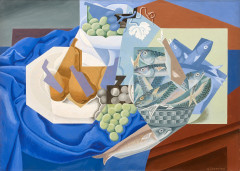 Gino SEVERINI 1883 - 1966 Nature morte aux fruits et à la corbeille de poissons - Circa 1919 Gouache sur papier