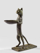 Diego GIACOMETTI 1902 - 1985 Chat maître d'hôtel Bronze à patine brune nuancée de vert