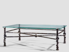 Diego GIACOMETTI 1902 - 1985 Table "torsade" Bronze à patine brun vert