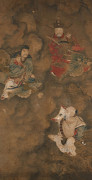 PEINTURE TAOÏSTE À L'ENCRE ET COULEUR SUR PAPIER ENCADRÉE, CHINE, DYNASTIE QING, XIXe SIÈCLE