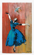 BLEK LE RAT Français - Né en 1951 Danseuse - 2012 Pochoir, peinture aérosol et acrylique sur palissade en bois