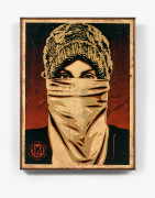 Shepard FAIREY (Alias OBEY GIANT) (Américain - Né en 1970) Protestor - 2011 Technique mixte, collages et sérigraphie sur bois (HPM)