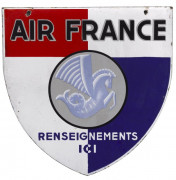 AIR FRANCE  Plaque émaillée "Air France - Renseignements Ici"