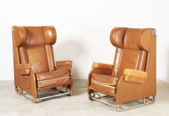 LATECOERE 631  Rare paire de fauteuils en cuir