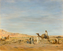 Eugène FROMENTIN 1820 - 1876 Campement dans le Sahara Huile sur panneau