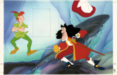 WALT DISNEY STUDIOS  Peter Pan Gouache, aérographe et crayons gras de couleur pour la double page 44-45 de cet album publié en 1...