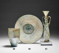 AMPHORISQUE EN VERRE, ART ROMAIN, 3e SIÈCLE