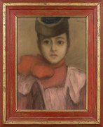 József RIPPL-RÓNAI 1861 - 1927 Jeune fille au noeud rose - Circa 1900 Pastel sur papier