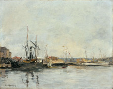 Eugène BOUDIN 1824 - 1898 Deauville, le bassin - Circa 1877-1881 Huile sur panneau