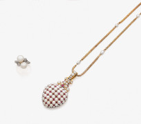 Médaillon pendentif coeur et bague "toi et moi"