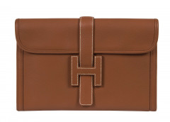 HERMÈS  Pochette JIGE Veau Tadelakt gold  JIGE clutch Gold Tadelakt calfskin leather  ******