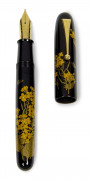 NAMIKI Fleurs de Colza Stylo plume Empereur, en ébonite revêtue de laque japonaise urushi, avec un décor de fleurs de colza jaun...