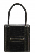 HERMÈS 1993  Sac Mini CADENAS KELLY Crocodile d'estuaire lisse noir (Crocodylus porosus) II/B Garniture métal plaqué or ...