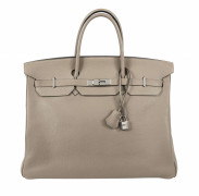 HERMÈS 2006  Sac BIRKIN 40 Veau Togo gris Tourterelle Garniture métal argenté palladié  BIRKIN 40 bag Grey Tourterel...