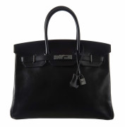 ¤ HERMÈS Édition limitée 2011  Sac BIRKIN SO BLACK 35 Box noir Garniture métal chromé noir  BIRKIN SO BLACK 35 bag B...