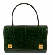 HERMÈS 1988  Sac PIANO Alligator lisse vert Émeraude (Alligator mississippiensis) II/B Garniture métal plaqué or  PIAN...