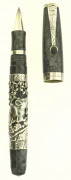 MONTEGRAPPA Rat, stylo roller série limitée de la collection Zodiac, sortie en 2004 (n° 1948). Résine marbrée grise et attributs a...