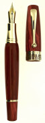 MONTEGRAPPA Miya, stylo plume en acétate de cellulose marbré rouge et attributs argent. Plume or 18 carats extra-fine, remplissage...