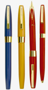 SHEAFFER 4 stylos de la collection Triumph en résine de couleur : trois stylos plume (bleu, jaune et rouge), plumes plaquées or +...