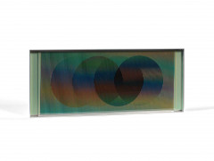 Carlos CRUZ DIEZ Né en 1923 Chromointerference Manipulable Série Marion B - 2008 Sérigraphie en couleurs sur plexiglass et structure...