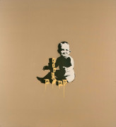 BANKSY Anglais - Né en 1974 Kill Mom ? - 2003 Pochoir, acrylique et peinture aérosol sur carton