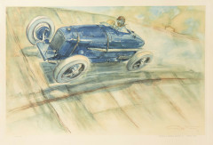 Géo HAM (Georges Hamel) 1900-1972 Amilcar en vitesse sur l'anneau de Linas - Montlhéry