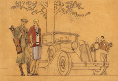 René VINCENT 1879-1936 Départ pour le golf en Renault