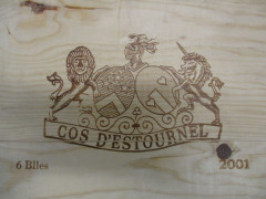 6 bouteilles CHÂTEAU COS D'ESTOURNEL 2001 2è GC Saint Estèphe Caisse bois d'origine