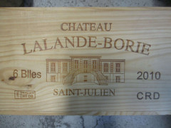 6 bouteilles CHÂTEAU LALANDE BORIE 2010 Saint Juilen Caisse bois d'origine