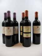 6 bouteilles 3 bts :   DOMAINE DE L'A 2005 Côtes de Castillon. Derenoncourt (étiquettes fanées)