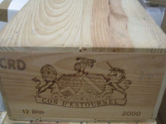 12 bouteilles CHÂTEAU COS D'ESTOURNEL 2000 2è GC Saint Estèphe Caisse bois d'origine