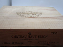 6 bouteilles CHÂTEAU HAUT BRION 2007 1er GC Pessac Léognan Caisse bois d'origine
