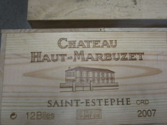 12 bouteilles CHÂTEAU HAUT MARBUZET 2007 Saint Estèphe Caisse bois d'origine