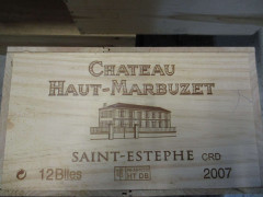 12 bouteilles CHÂTEAU HAUT MARBUZET 2007 Saint Estèphe Caisse bois d'origine