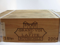 3 bouteilles CHÂTEAU LAFITE ROTHSCHILD 2004 1er GC Pauillac Caisse bois d'origine