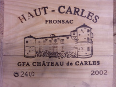 24 demi bouteilles CHÂTEAU HAUT CARLES 2002 Fronsac