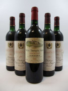 5 bouteilles 1 bt : CHÂTEAU TROPLONG MONDOT 1989 1er GCC (B) Saint Emilion (étiquette tachée)