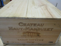 12 bouteilles CHÂTEAU HAUT MARBUZET 2006 Saint Estèphe Caisse bois d'origine
