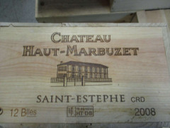 12 bouteilles CHÂTEAU HAUT MARBUZET 2008 Saint Estèphe Caisse bois d'origine