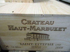 12 bouteilles CHÂTEAU HAUT MARBUZET 2008 Saint Estèphe Caisse bois d'origine
