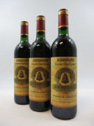 3 bouteilles CHÂTEAU ANGELUS 1990 1er GCC (B) Saint Emilion  (base goulot