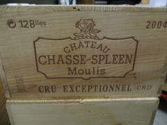 12 bouteilles CHÂTEAU CHASSE SPLEEN 2004 Moulis Caisse bois d'origine